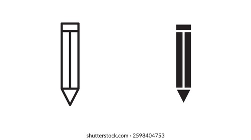 Pencil vector icon set in black color.