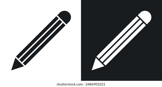 Pencil vector icon set in solid black and white color