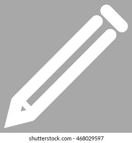 Pencil vector icon. Style is contour flat icon symbol, white color, silver background.