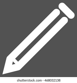 Pencil vector icon. Style is contour flat icon symbol, white color, gray background.