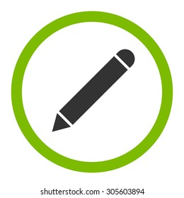 Pencil vector icon. This rounded flat symbol is drawn with eco green and gray colors on a white background.