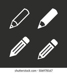 Pencil vector icon. White illustration isolated on black background for graphic and web design.