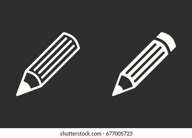 Pencil vector icon. White illustration isolated on black background for graphic and web design.