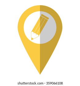 pencil - vector icon;  yellow map pointer