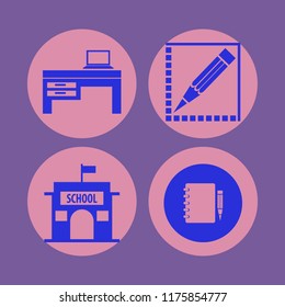 pencil vector icons set. with pencil, school, laptop desk and notebook pencil in set