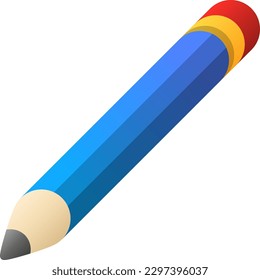 Bleistift-Vektorgrafik. Blaue Bleistift-Ikone für Design über Bildung, Schule, Büro oder Buch. Blauer Bleistift für Dekoration oder Ornament. Zurück zur grafischen Schulressource