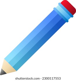 Pencil vector illustration. Blue pencil icon for design about education, school, office or book. Blue pencil for decoration or ornament. Back to school graphic resource