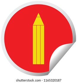 pencil vector illustration circular peeling sticker