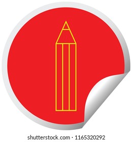 pencil vector illustration circular peeling sticker
