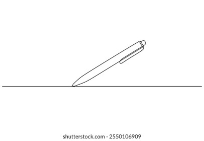 Pencil vector illustration with continuous one single line drawing isolated on white background, Pen Signature Continuous Line Icon, Education Challenge Continuous Line Editable Stroke Icon.