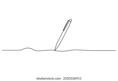 Ilustração de vetor de lápis com desenho contínuo de uma única linha isolado no fundo branco, Assinatura de caneta ícone de linha contínua, Educação Desafio Linha contínua editável ícone de traço.