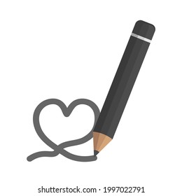 Ilustración vectorial de lápiz para dibujar formas amorosas, ilustración de diseño plano de alta calidad. 
