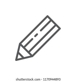 Pencil vector illustration editable icon - outline pixel perfect symbol of sharp instrument for drawing or writing isolated on white background for creative or education concept.