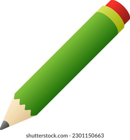 Bleistift-Vektorgrafik. Grüne Bleistift-Ikone für Design über Bildung, Schule, Büro oder Buch. Grüner Stift für Dekoration oder Ornament. Zurück zur grafischen Schulressource