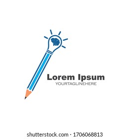 Icono de ilustración vectorial de lápiz y logo del diseño educativo