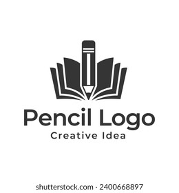 pencil vector illustration icon and logo of education on white background
