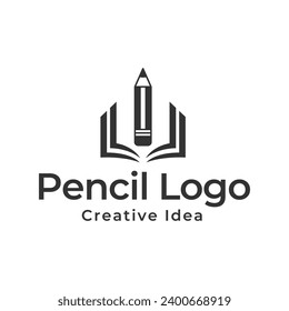 pencil vector illustration icon and logo of education on white background