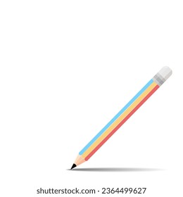 Pencil vector illustration on white background with shadow.