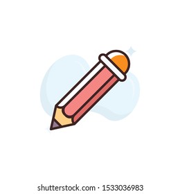Pencil vector illustration. Outline filled advertising and media icons.