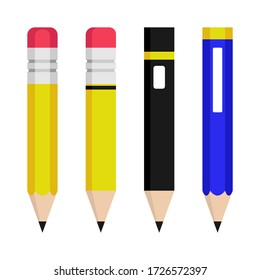 pencil vector illustration, perfect for education or office design template. flat color style