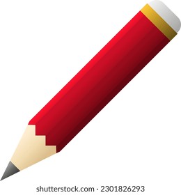 Pencil vector illustration. Red pencil icon for design about education, school, office or book. Red pencil for decoration or ornament. Back to school graphic resource