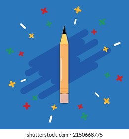 Pencil. Vector illustration of a pencil. School Supplies. Fund with mathematical operations.