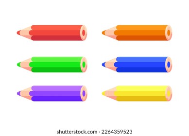 Pencil vector illustration set. Different colors for drawing. Childrens color illustration. 