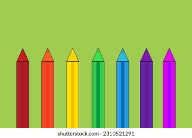 Conjunto de ilustraciones vectoriales de lápiz. Diferentes colores para dibujar. Ilustración de color para niños.