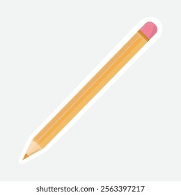 Pencil Vector Illustration Sticker. Simple pencil vector sticker, great for school and art supplies designs