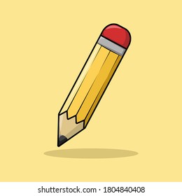 Pencil vector illustration yellow color back to school equipment