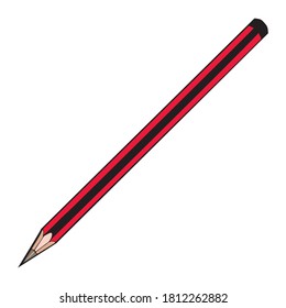 pencil vector illustration,isolated on white background for education,top view