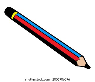 pencil vector illustration,isolated on white background for education,top view