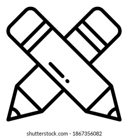 icono de línea de vector de lápiz, icono de escuela y educación