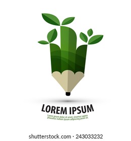 pencil vector logo design template. ecology or nature icon.
