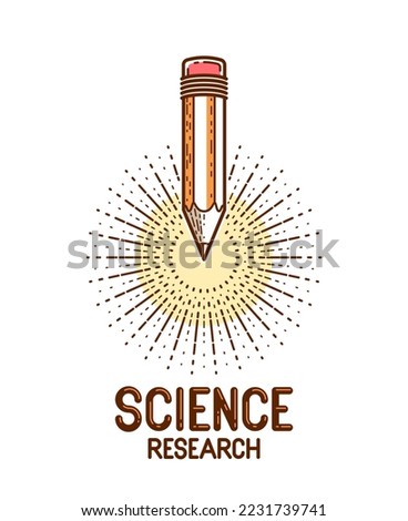Pencil vector logo or icon of education or science knowledge, art and design, theoretical science research vector logo or emblem.