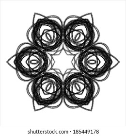 Pencil vector mandala isolated on white background. Design element.
