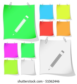 Pencil. Vector note papers.