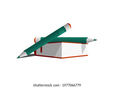 pencil vector on book on white background