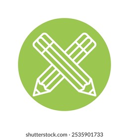 Pencil Vector Outline Circle Design icon. Work In Progress Symbol on White background EPS 10 File