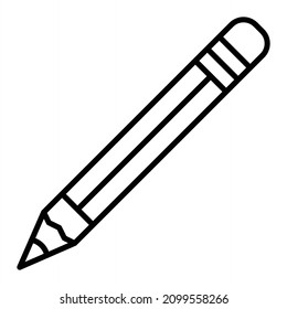 Pencil Vector Outline Icon Isolated On White Background
