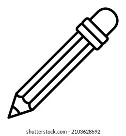 Pencil Vector Outline Icon Isolated On White Background
