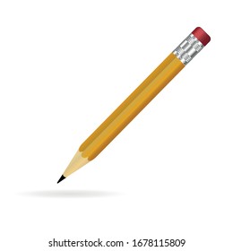 Pencil. Vector realistic yellow wooden pencil with rubber eraser