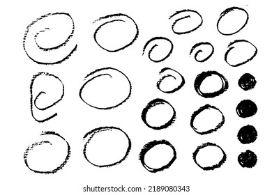 Pencil vector scribbles.  Round hand drawn shapes and circle frames. Textured banners. Pencil drawing texture design elements.