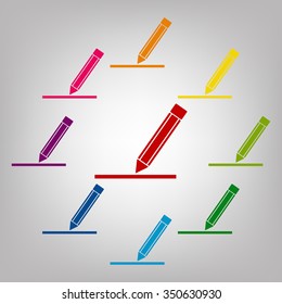 Pencil vector sign. Icons colorful set