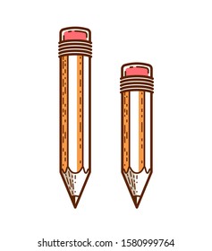 Pencil vector simple trendy logo or icon for designer or studio, creative design, education, science knowledge and research, linear style.