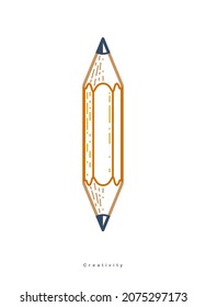 Pencil vector simple trendy logo or icon for designer or studio, creative design, education, science knowledge and research, linear style.
