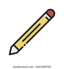 Vetor de lápis para ferramenta de desenho e escrita. Ilustração em grafite. Ícone de educação e criatividade para aprender. Ícone Linha Preenchida