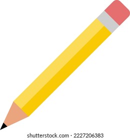 Pencil, vector. Yellow pencil with red eraser.