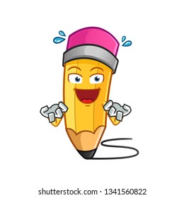 pencil very excited mascot vector cartoon illustration