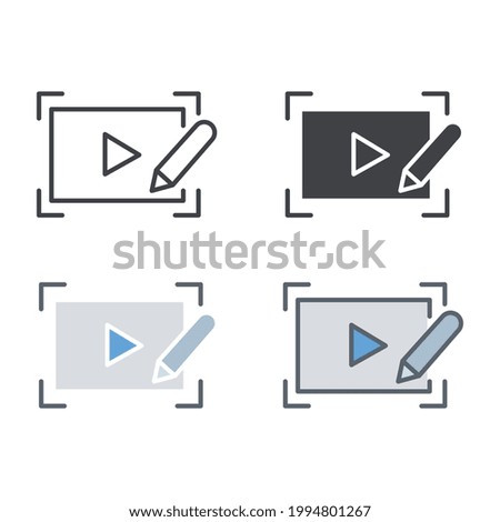 Pencil with video making production. cinema, movie entertainment. Film Media digital development of content creative. Video Enhancements icon. Vector illustration. Design on white background. EPS10